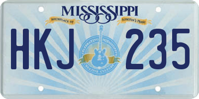 MS license plate HKJ235