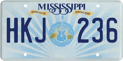 MS license plate HKJ236