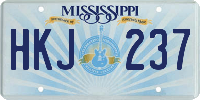 MS license plate HKJ237