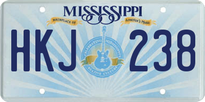 MS license plate HKJ238