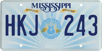 MS license plate HKJ243