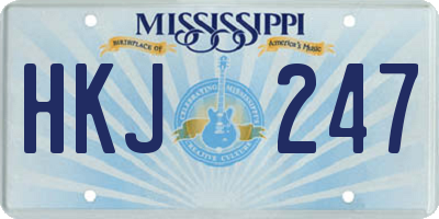 MS license plate HKJ247