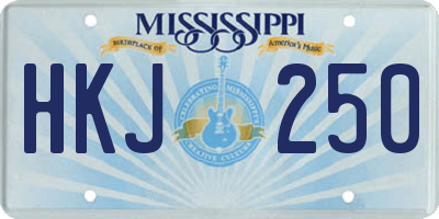 MS license plate HKJ250