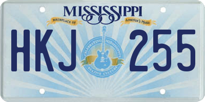 MS license plate HKJ255