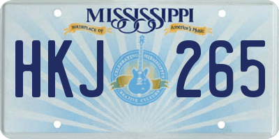 MS license plate HKJ265