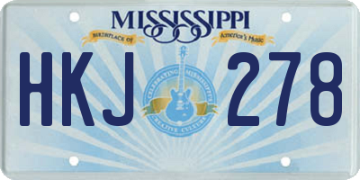 MS license plate HKJ278