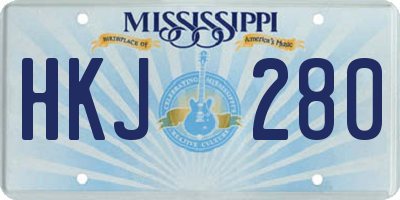MS license plate HKJ280