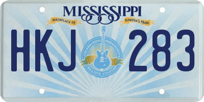 MS license plate HKJ283