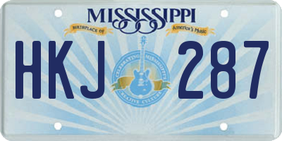 MS license plate HKJ287