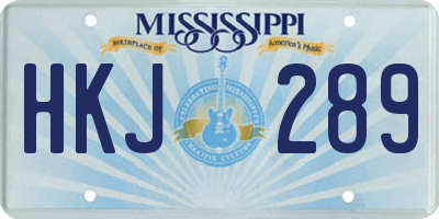 MS license plate HKJ289