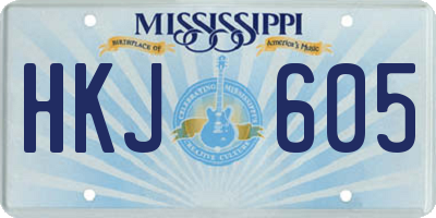 MS license plate HKJ605