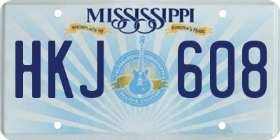 MS license plate HKJ608