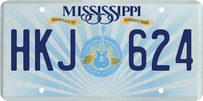 MS license plate HKJ624