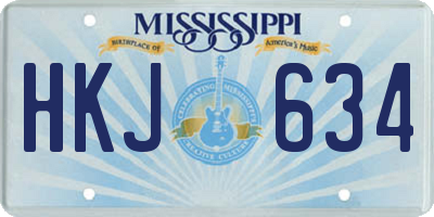 MS license plate HKJ634