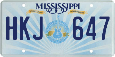 MS license plate HKJ647