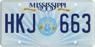 MS license plate HKJ663