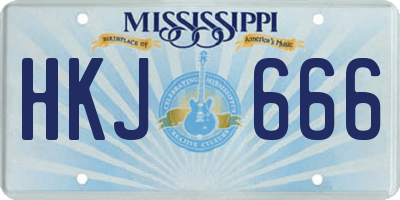 MS license plate HKJ666
