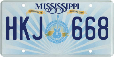 MS license plate HKJ668