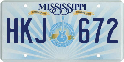 MS license plate HKJ672