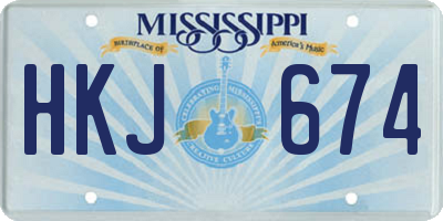 MS license plate HKJ674