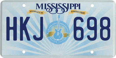 MS license plate HKJ698