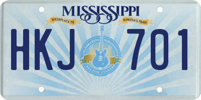 MS license plate HKJ701