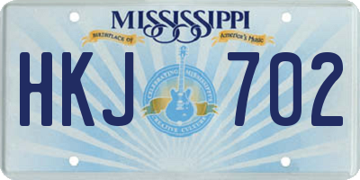 MS license plate HKJ702