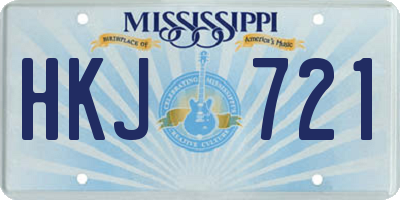 MS license plate HKJ721