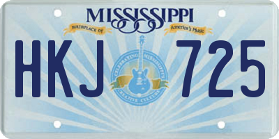 MS license plate HKJ725