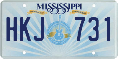MS license plate HKJ731