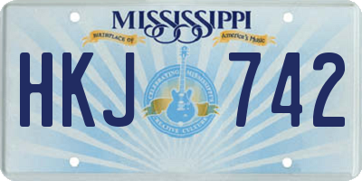 MS license plate HKJ742