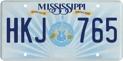 MS license plate HKJ765
