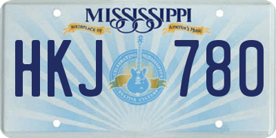 MS license plate HKJ780