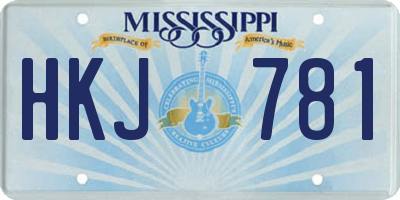 MS license plate HKJ781