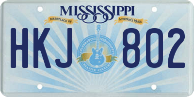 MS license plate HKJ802