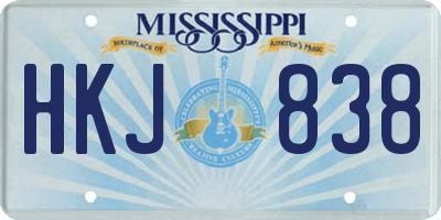 MS license plate HKJ838