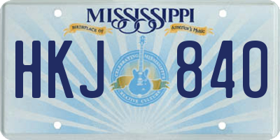 MS license plate HKJ840