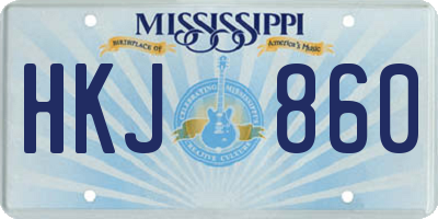 MS license plate HKJ860