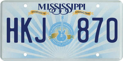 MS license plate HKJ870