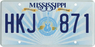 MS license plate HKJ871