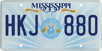 MS license plate HKJ880