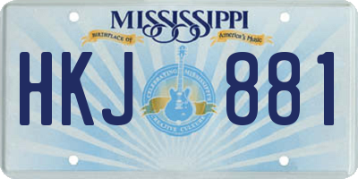 MS license plate HKJ881
