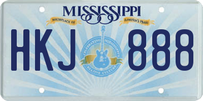 MS license plate HKJ888