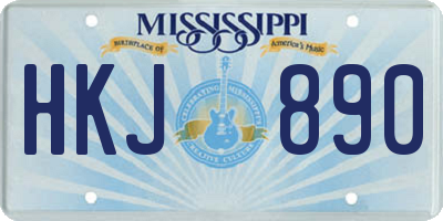 MS license plate HKJ890