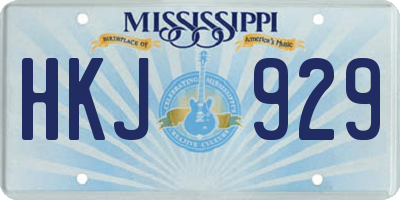 MS license plate HKJ929
