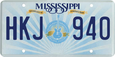MS license plate HKJ940