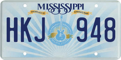 MS license plate HKJ948