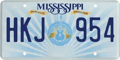 MS license plate HKJ954
