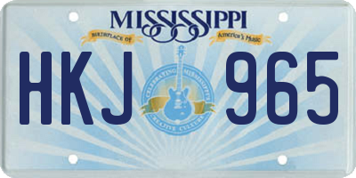 MS license plate HKJ965