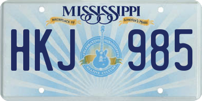 MS license plate HKJ985